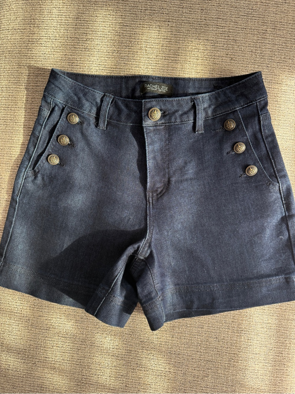 Rachel Zoe Navy High Waisted Sailor Shorts Gold Buttons Size 2